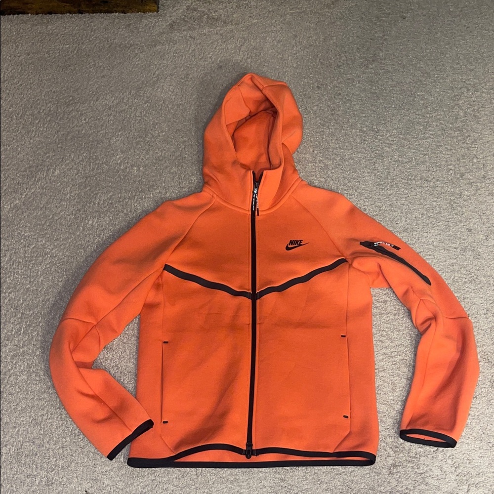 Nike Orange Hooded Full-Zip Performance Jacket with Black Trim